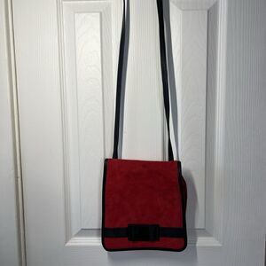 L.J. Simone New York Red Velvet Mini Crossbody Bag, Bow Detail